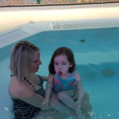 Lisa and Rosie swimming pool